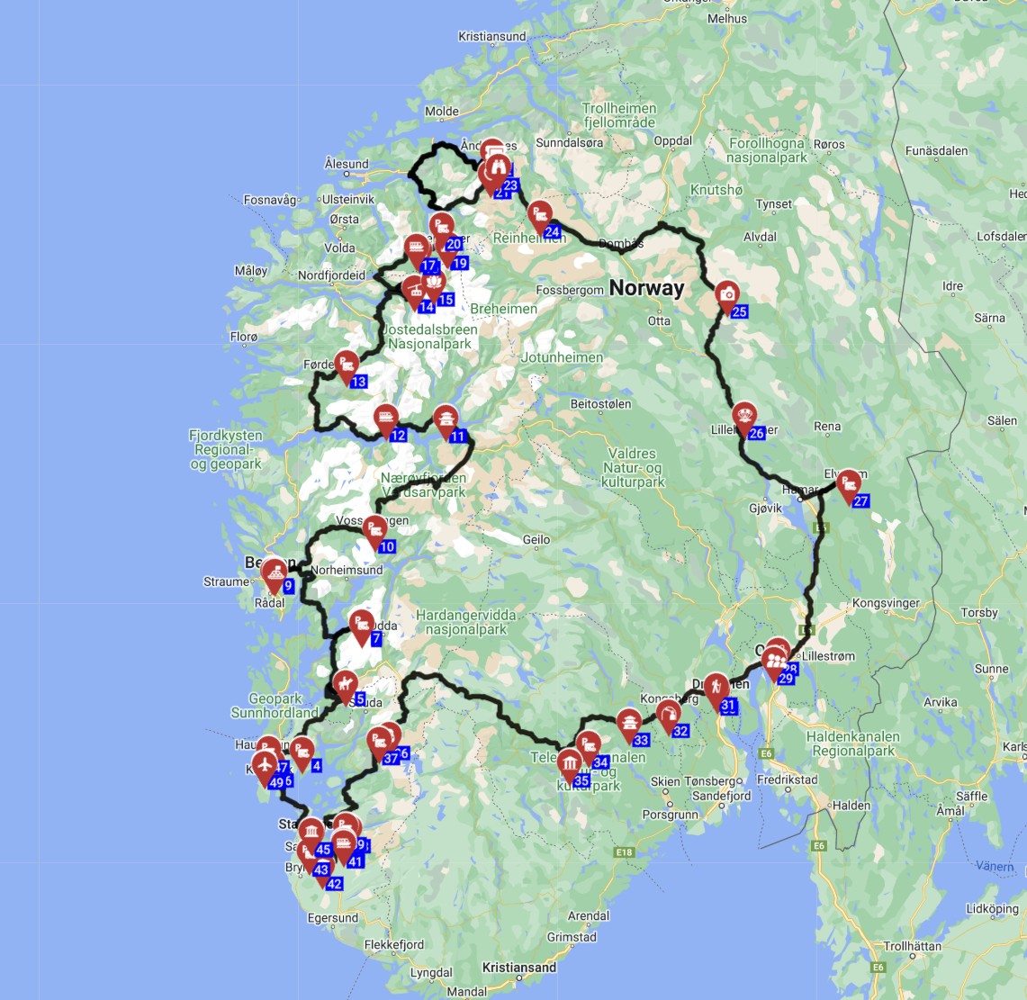 Map for Haugesund Round trip -